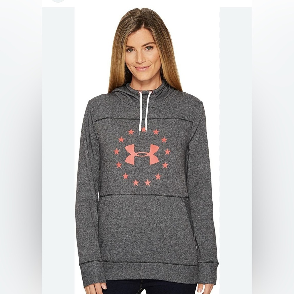 Under Armour Charcoal Gray Logo Oversized Athletic Active wear Cozy Hoodie